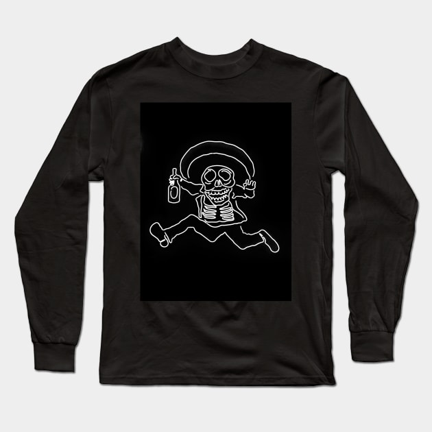 Skeleton Man Out on the Town Long Sleeve T-Shirt by Toad House Pixels